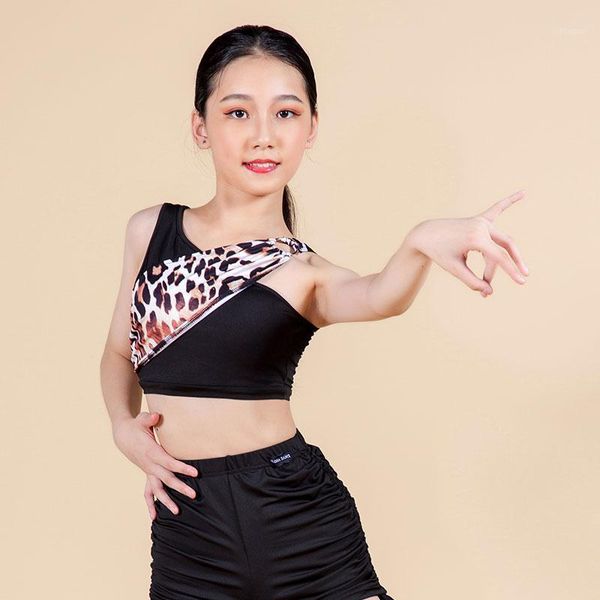 

latina dance crop for girls latin ballroom dance costume leotard morden dancewear kids tango outfits jl14521, Black;red