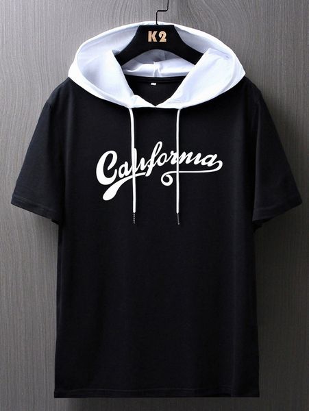 

romwe guys letter graphic hooded tee e4oh#, White;black