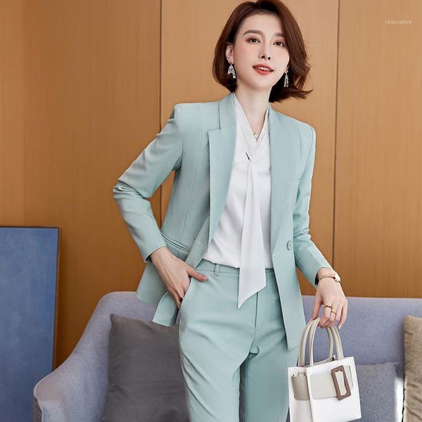 

formal blazer women business suits pant and jacket sets office ladies work wear uniform styles1, White