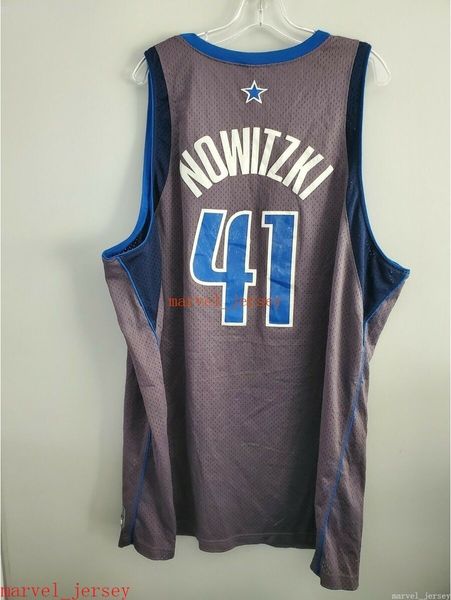 Custom Stitched Rare VTG Dirk Nowitzki 41 Maglia grigia XS-6XL Mens Ritorni al passato Maglie da basket Economici Uomo Donna Gioventù