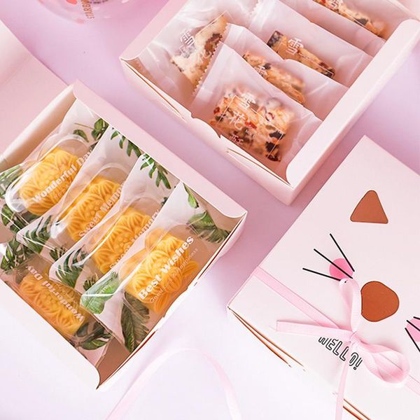 

10шт много 14x14x5cm свадебные конфеты cute cat paw желток маш торт box нуга торт снежинка pine crisp pound cake box jllxlv yy_dhhome