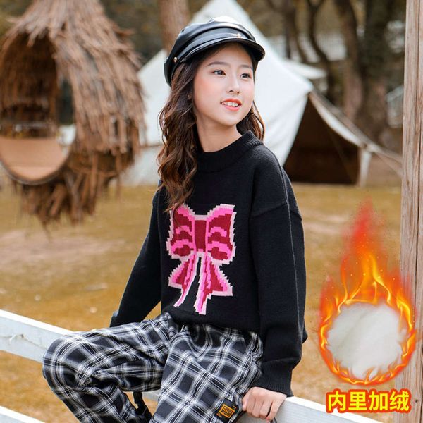 

new bowknot winter 2020 girls' korean sweater mother daughter parent child, Blue