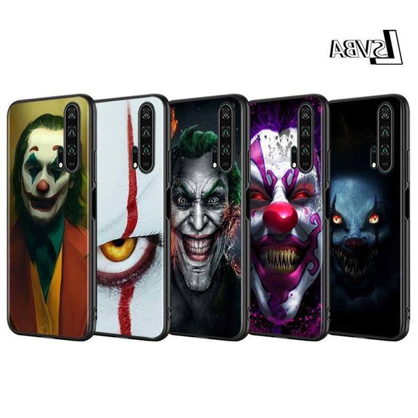 

black cover huawei v30 9x 8x 10i 10 9 lite shell joker pennywise clown horror for honor 8s 8 7c 7a pro phone case