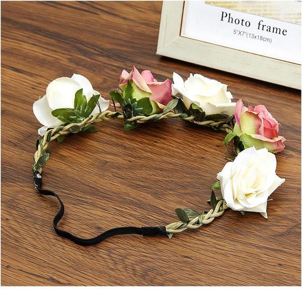 

haimeikang boho wreath flower headbands rose flowers head band elastic hairbands handmade beach headwear hair acc jllygt