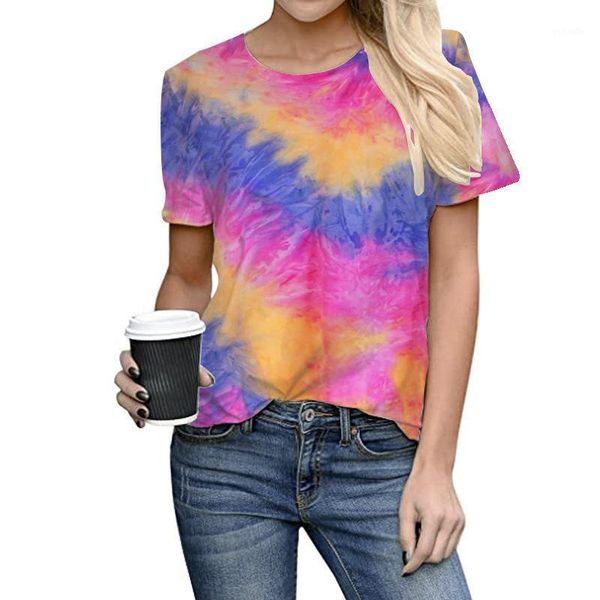 

5xl big size women 3d gradient rainbow t shirts casual short sleeve o-neck tie dye print tshirt summer plus size streetwear1, White