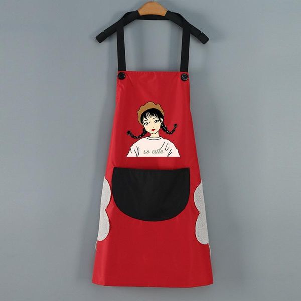 

aprons kitchen apron woman bibs waterproof oil-proof with coral fleece hand towel waist hanging neck cooking home work cleaning