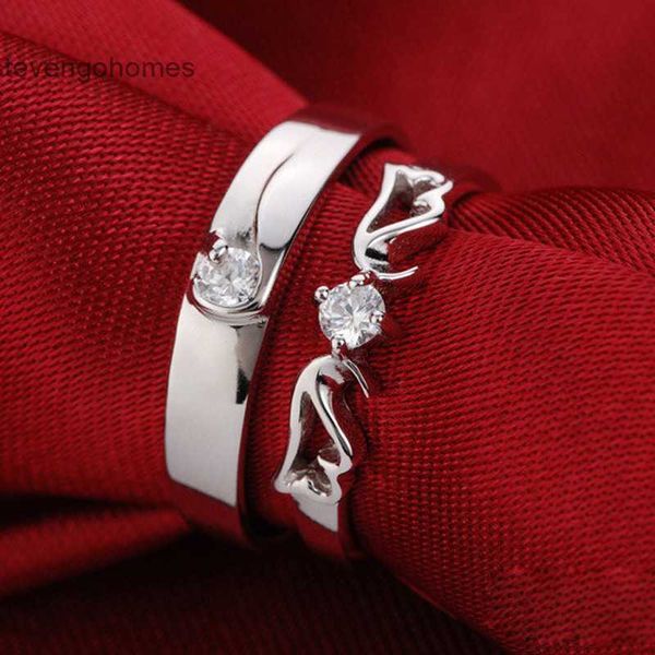 

inlaid rings, zircon ring, korean couple pair taobao jewelry, Silver