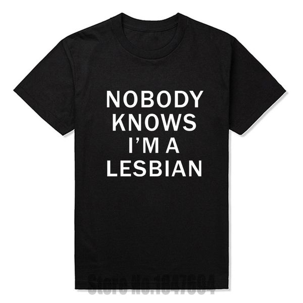 

sport new nobody knows i'm a lesbian t shirt tshirts cotton short sleeve humor funny gift present t-shirts