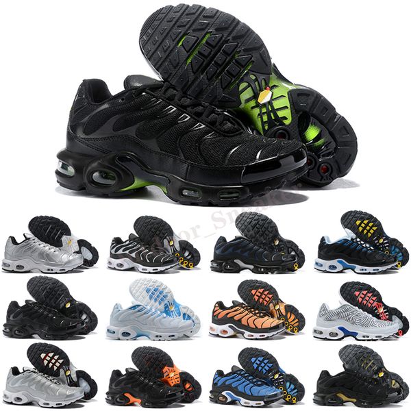 

tn plus se run shoes men triple black white hyper blue chaussures athletic mens trainer sports sneakers