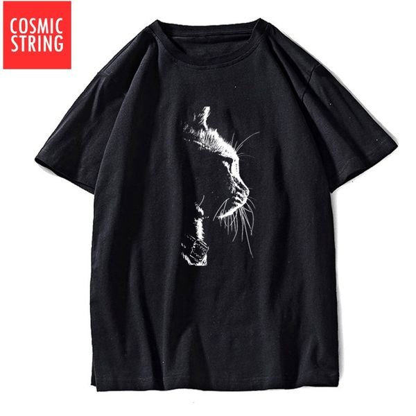 

cosmic string short sleeve cat loose summer cat print tshirt o neck s sport hooded sweatshirt hoodie men t shirt