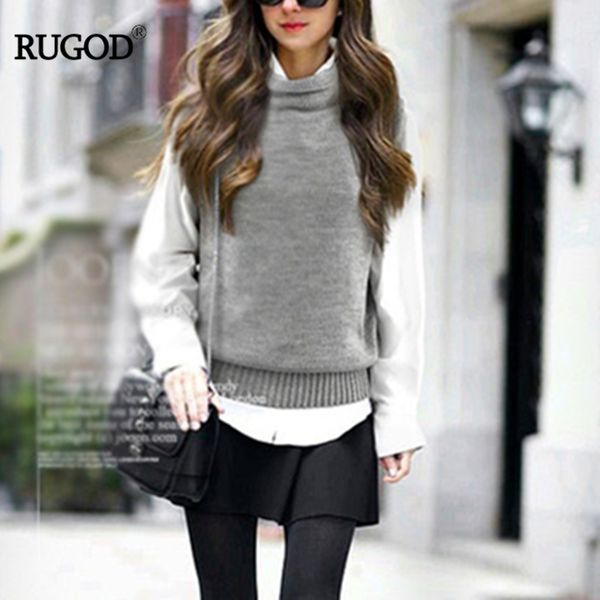 

rugod fashion roll turtleneck sleeveless knitted vest 2020 women spring winter casual loose sweater office lady sweatervest 1023, Black;white
