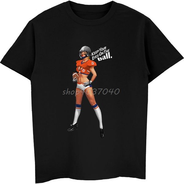 

sport new men 100% cotton t-shirt denver american footballer pin-up girl t shirt summer male shirt cool tees streetwear