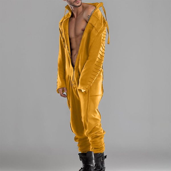 

men 1set piece men winter jacket men's pu leather hoodies men's jumpsuits casual slim fit hoodie jumpsuit overalls, Gray