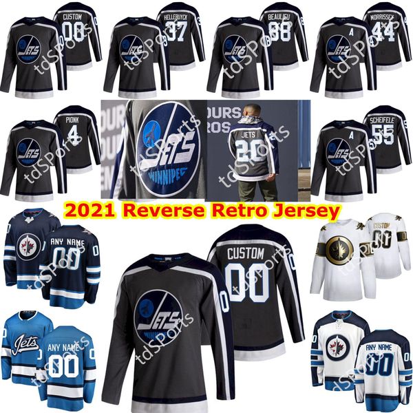 

winnipeg jets 2021 reverse retro jersey 88 nathan beaulieu dylan demelo paul stastny jack roslovic dmitry kulikov gray hockey jerseys custom, Black;red