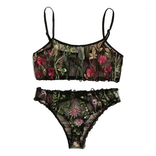 

women bra & brief sets ladies lingerie brassiere+g-string suits female underwear bralette transparent embroidered mesh bra1, Red;black