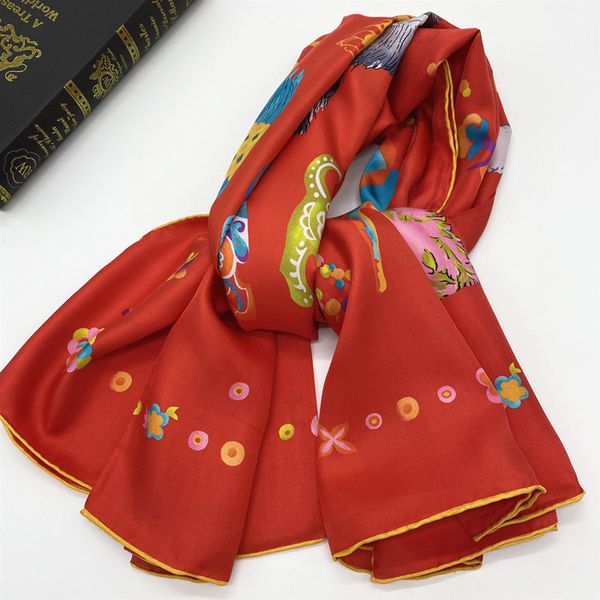 

luxury-new design women's square scarf 100% twill silk material good quality red color print animal flowers pattern size 130cm - 130cm, Blue;gray