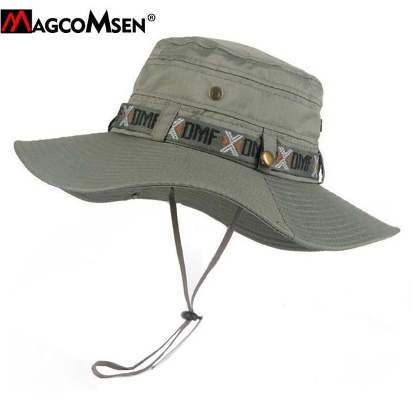 

cloches magcomsen summer men tactical sniper hats wide brim army flat sun-proof fish hunt bucket accessories, Blue;gray