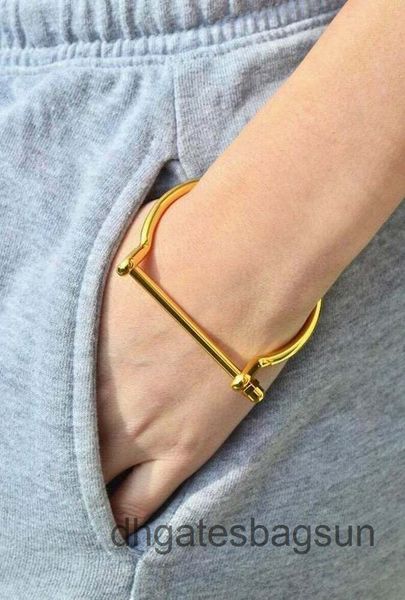 

screw cuff bangle bracelet length: 7.5" inches with 14k yellow gold over, Black