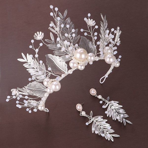 

isuper 2020 new forest crown fairy headdress spirit wedding dress accessories bridal jewelry set, Silver