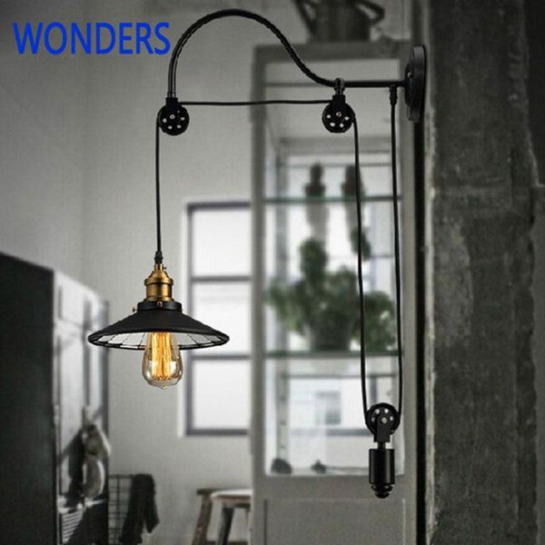 

loft style iron reminisced retro rural industry pulley lift pendant light american restaurant bar mirror inside pendant lamp