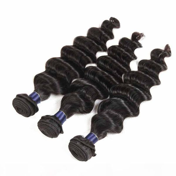 

peruvian remy hair bundles 50g pcs loose deep water wave human hair weaves 8a brazilian virgin hair extensions 6 bundles lot, Black