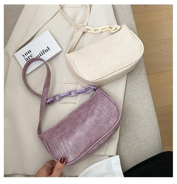 

2021 women's bag crocodile-print one-shoulder bag chain underarm