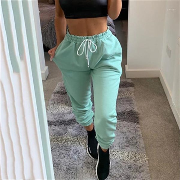 

women solid color pants designer new ladies drawstring loose sports trousers clothing fashion trend female casual pocket sweatpants, Black;white