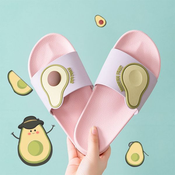 

women's slippers non slip men candy color bathroom girls cute flat slides avocado pattern female summer shoes beach casual women x1020, Black