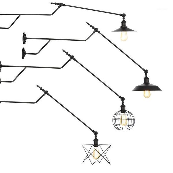 

vintage loft walkway stair corridor balcony creative bar creative iron retro long arm wall lamp led light fixtures wall sconce1