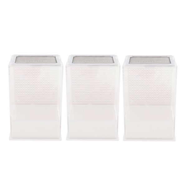 

3x reptile feeding box transparent cage hatching container for frog