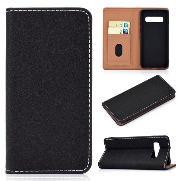 

for galaxy s10 plus solid color frosted magnetic horizontal flip leather case with card slots holder