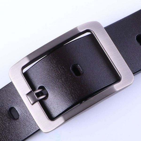

men's pin buckle leather belt korean leisure two-layer leather belt, Black;brown