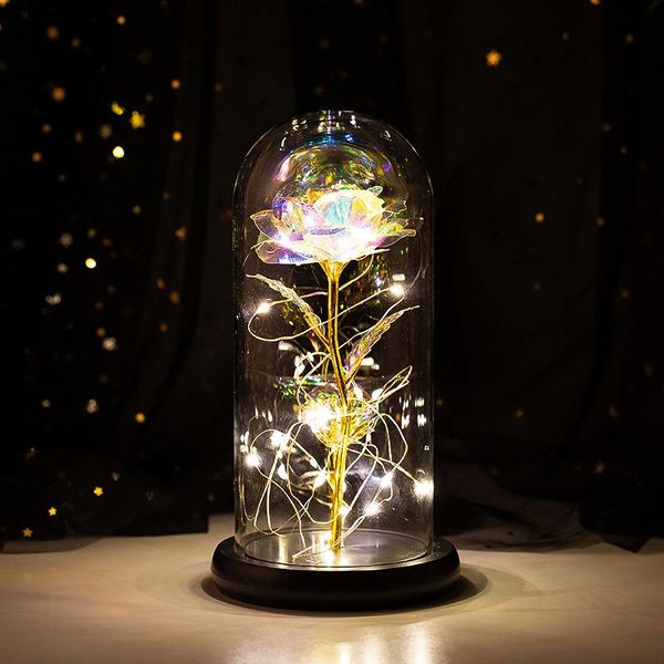 

rose space enchanted forever rose flower in glass led light valentine's day xmas decoration christmas girlfriend mother gift