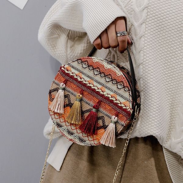 

e9ikz new production area of cross small liusu female style bag hippie bag ethnic groupnational round 2020 at8kc