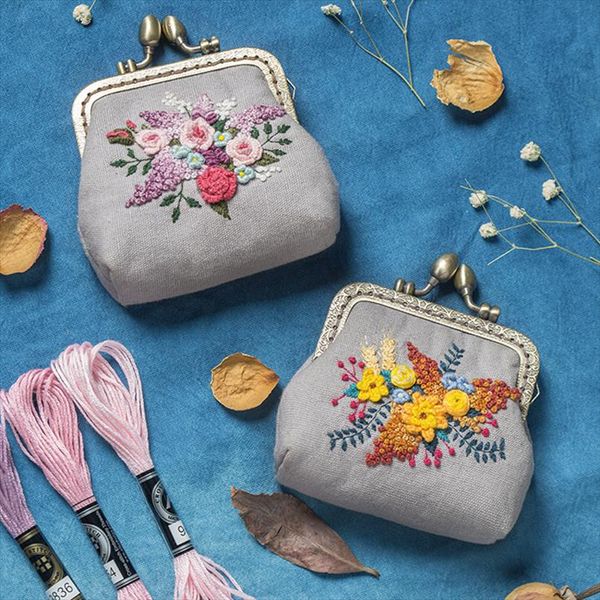 

evening bags women diy embroidery coin bag small wallet self handmade gift material drop shipping good quality