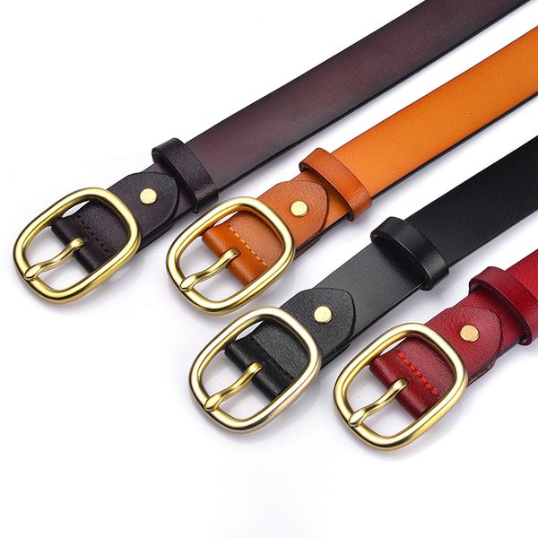 

2020 women's new belts leather belts pure cowhide women's simple and versatile korean decorative factory wholesale, Black;brown