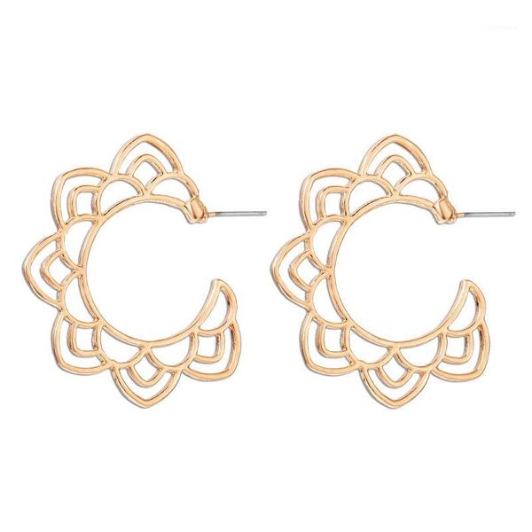 

1 pairs/pack dbwc fashion women golden& silver thnic hollowed-out lotus pattern dancing party wedding anniversary hoop earring1