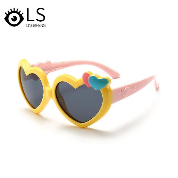 

sunglasses ls 2021 fashion love shape polarized for boys girls cartoon children eyewear silicone baby yb002, White;black