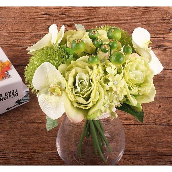 

silk flower wedding bouquet rose orchid berry artificial flowers fall vivid fake leaf wedding flower bridal bouq jllbei bdebag