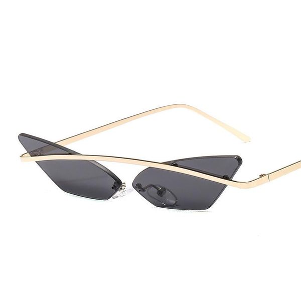 

sunglasses triangle cat eye with metal small frame personalized decoration frameless sun glasses style for men, White;black