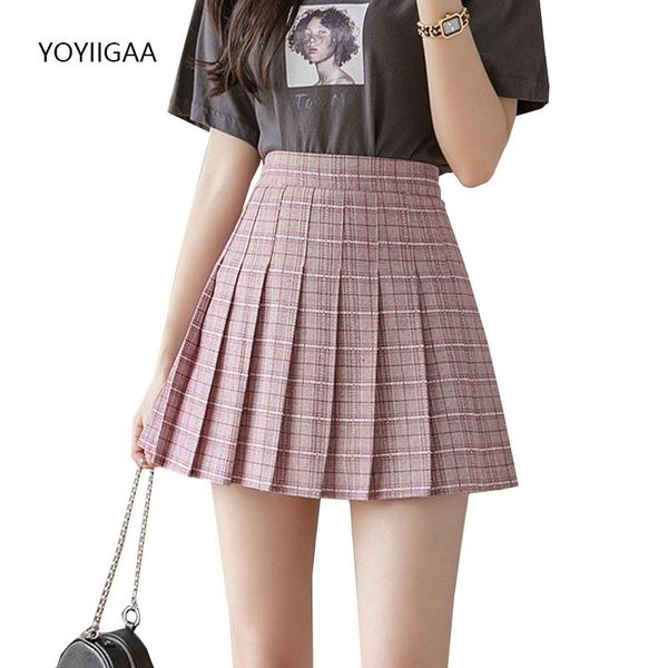 

skirts summer women skirt high waist female pleated plaid cute sweet ladies dance mini preppy style woman short, Black