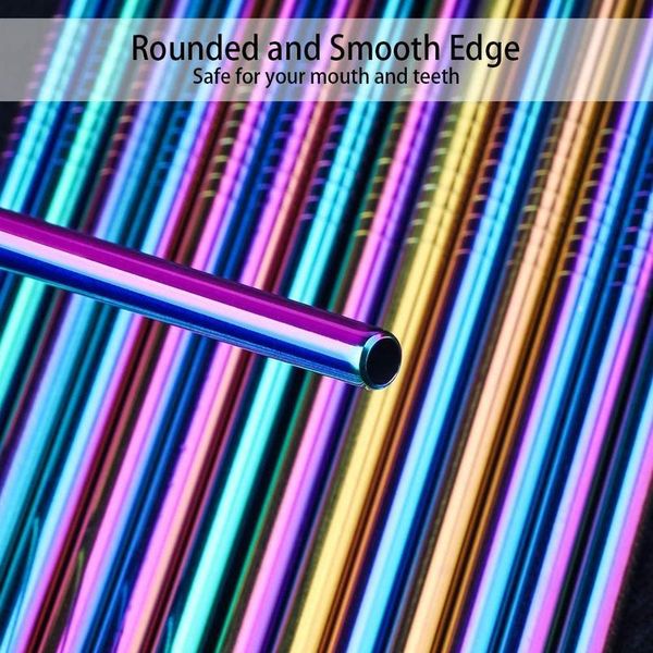 

20pcs 10 colors mixed reusable metal straw straight bent 304 stainless steel drinking straws set with 2 brushes bar a qylnzc