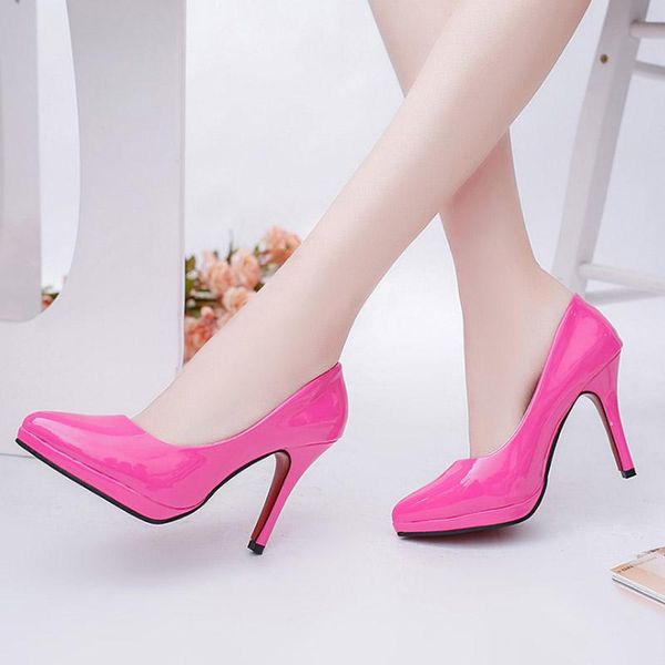 

high heeled shoes woman pumps slip on leather wedding party shoes platform fashion women high heels black red