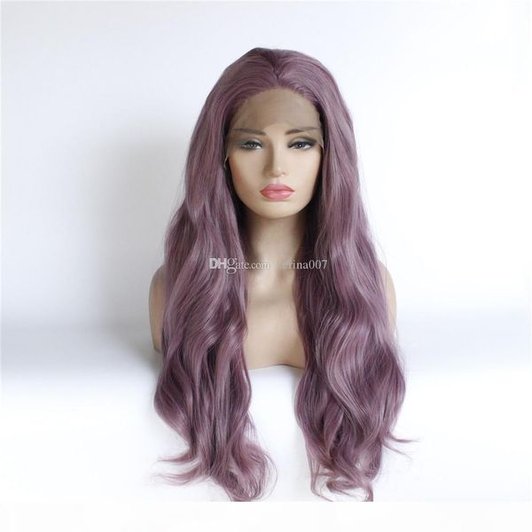 

дамы beautifual высокого качества парик естественной волна длинных волосы парик фронт шнурок большой волна прическа с синтетическими волосам, Black