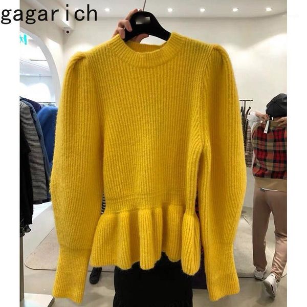 

gagarich women sweater 2020 winter autumn korean simple casual sweet college style candy-color fold stitching pullovers, White;black
