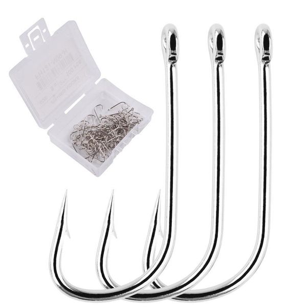 

100pc/ box white long shank hook barbed fishing hooks jig head fishooks pond worm carp single circle fishhook for c bbymqr