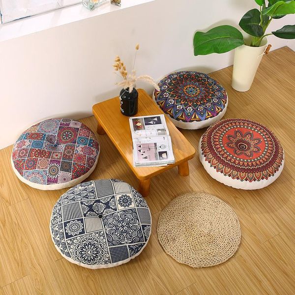 

japan floral cushion seat coccyx orthopedic pad round hassock ethnic futon pouf thickened floor mat chair back cushions 50/60cm1