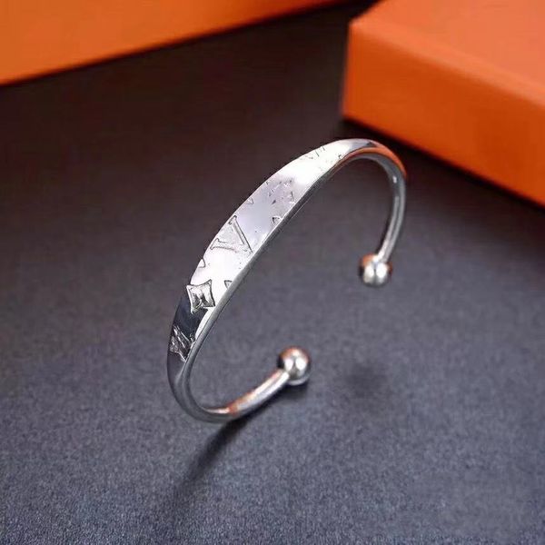 

new double-bead presbyopia open bangle clover 925 silver simple fashion versatile couples bangle, Golden;silver