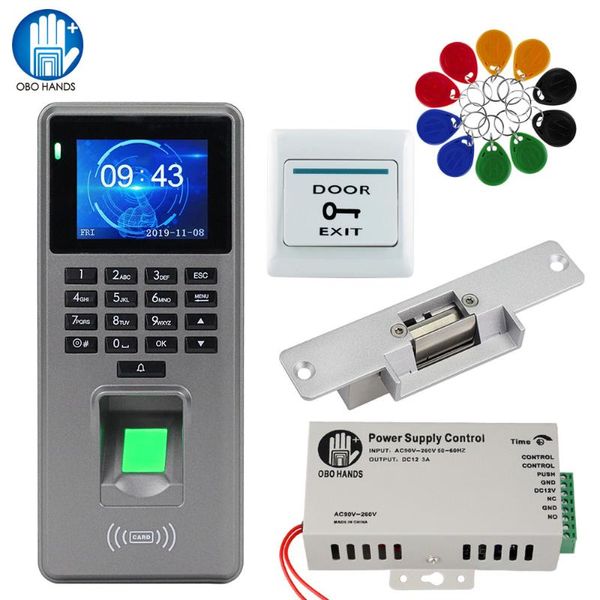 

fingerprint access control diy system kit biometric rfid keypad reader + electric magnetic lock strike locks 10pcs keys