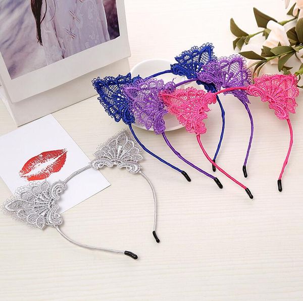 

бесплатная доставка сексуальная полая hoop cat cat eau ухо кружева оголовье мода простой головной убор tg019 смешайте заказать 30 штук, Silver